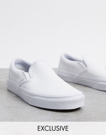 Vans Slip-On Faux Leather Bijele - Ženske Tenisice | 96780LWYM